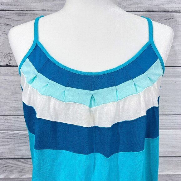 New York & Company Tank Top | Blue & White | Medium | Scoop Neck | Colorful - Picture 5 of 11